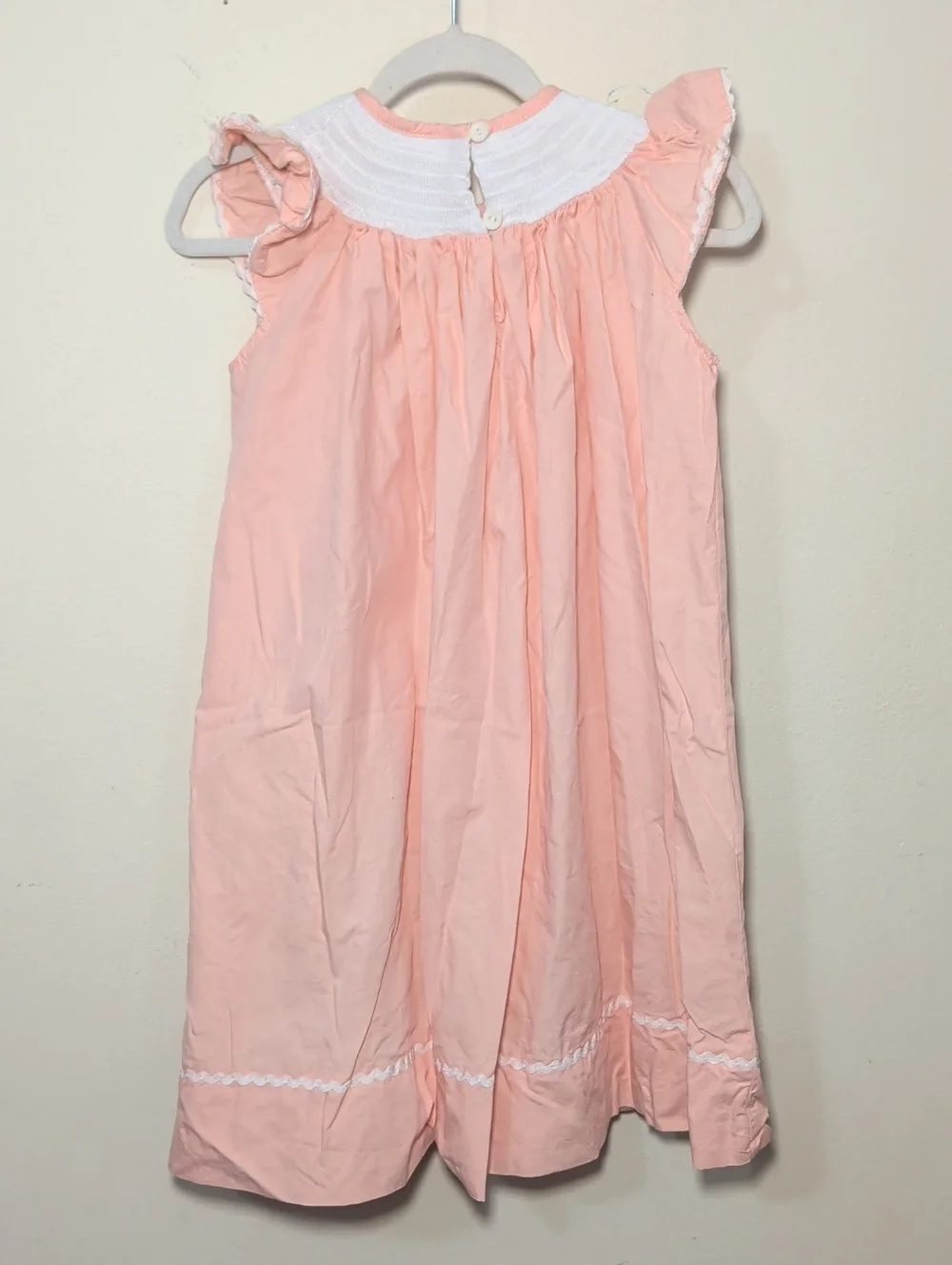 Lil Cactus Smocked Easter Dress Pink White Bunny Chick 100% Cotton Girls Size 5